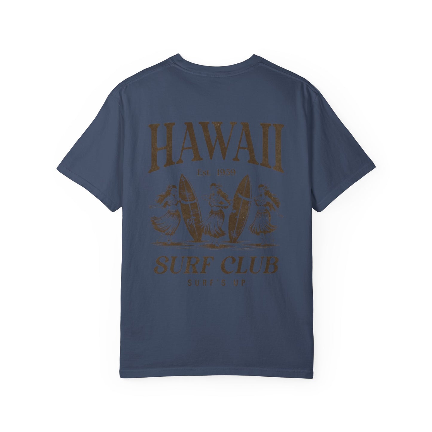 Hawaii Surf Club Graphic T-Shirt — Vintage Hula & Surfboard Tee