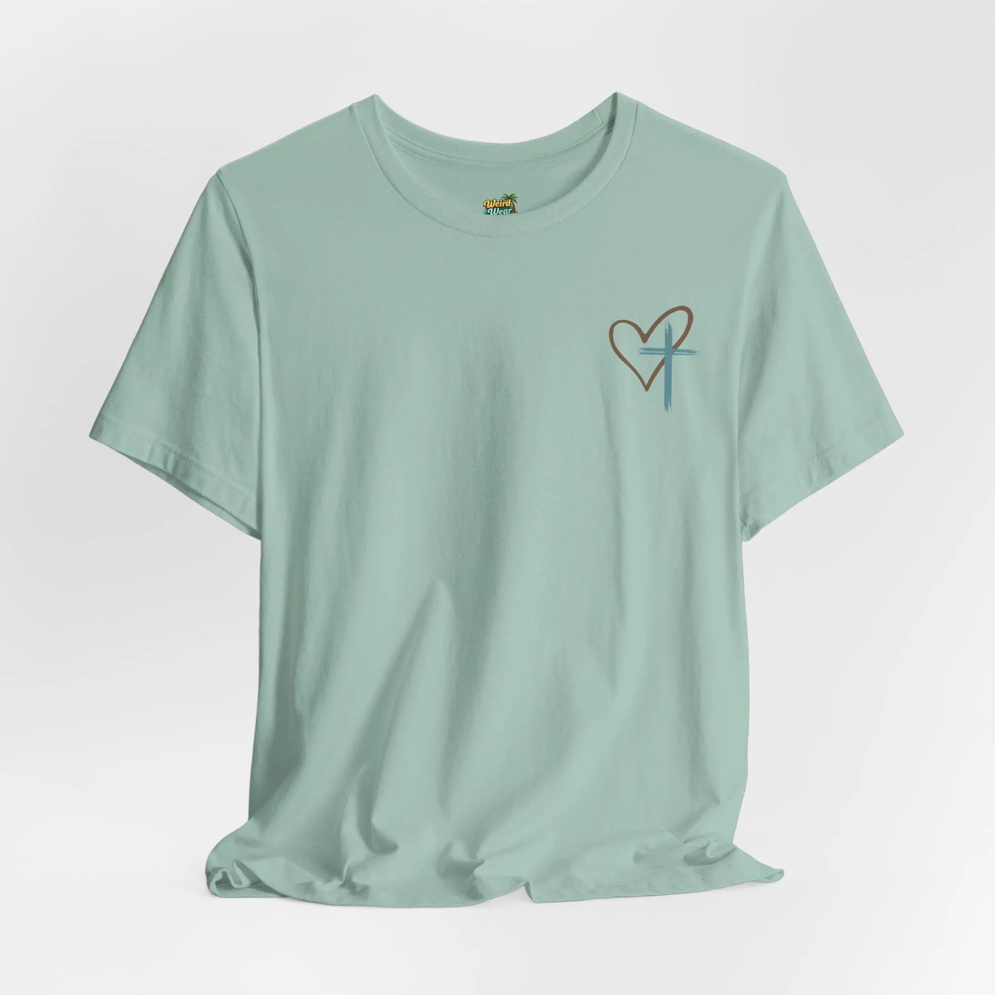 Faith Heart T‑Shirt — Brushstroke Cross & Heart Christian Tee Printify