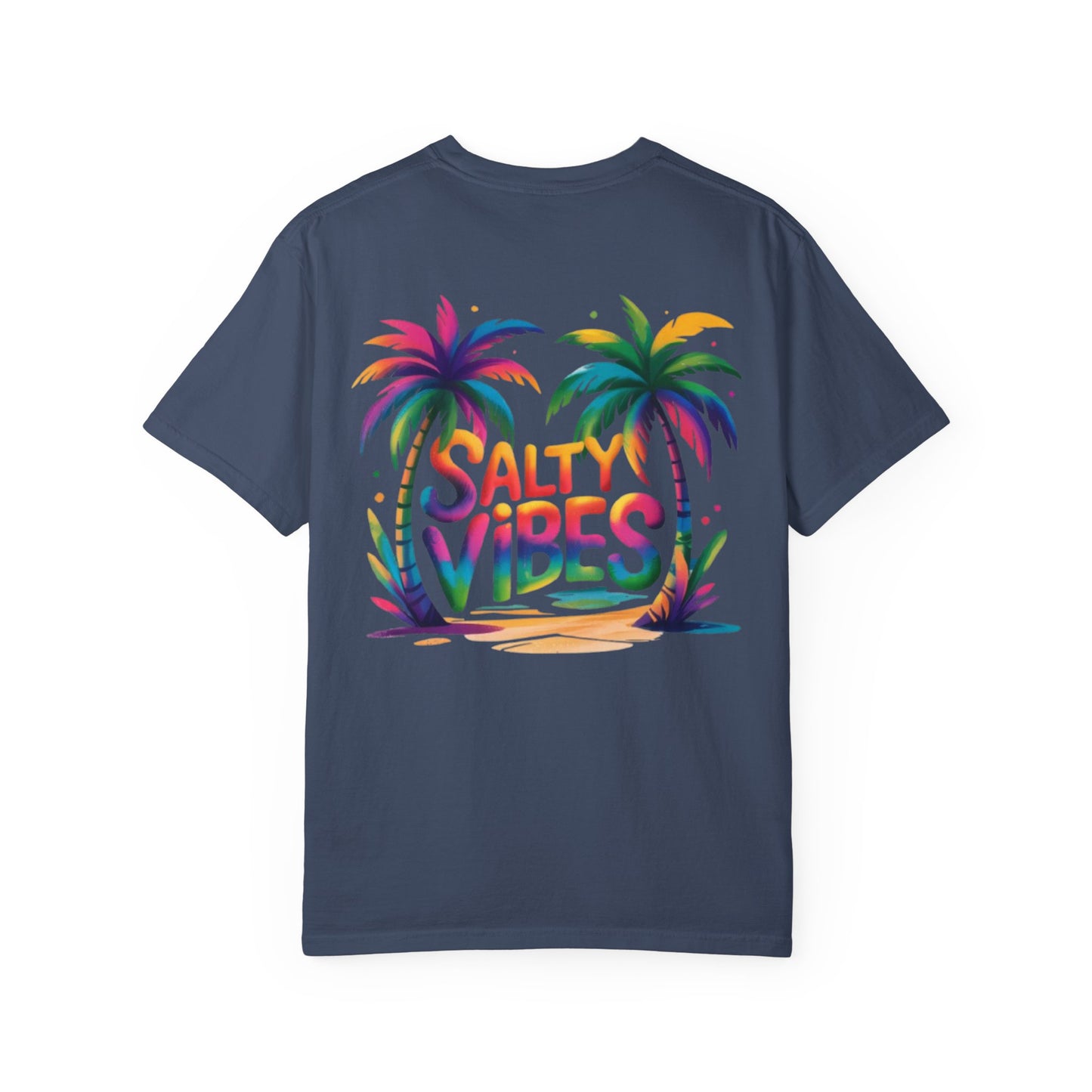 Salty Vibes Palm Beach T-Shirt — Colorful Tropical Surf Tee