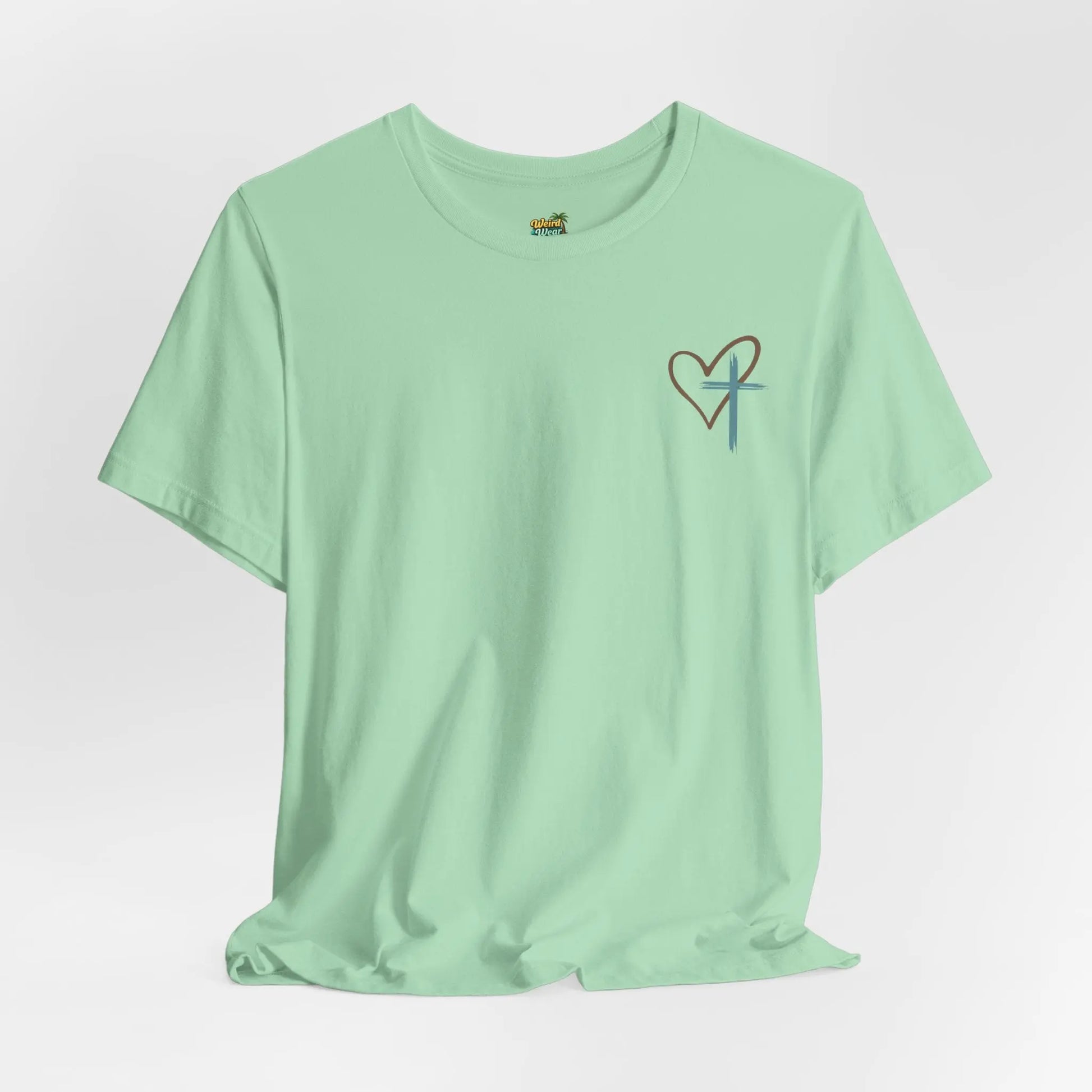 Faith Heart T‑Shirt — Brushstroke Cross & Heart Christian Tee Printify