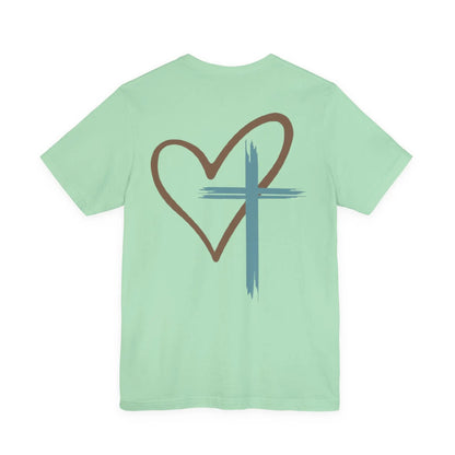 Faith Heart T‑Shirt — Brushstroke Cross & Heart Christian Tee Printify