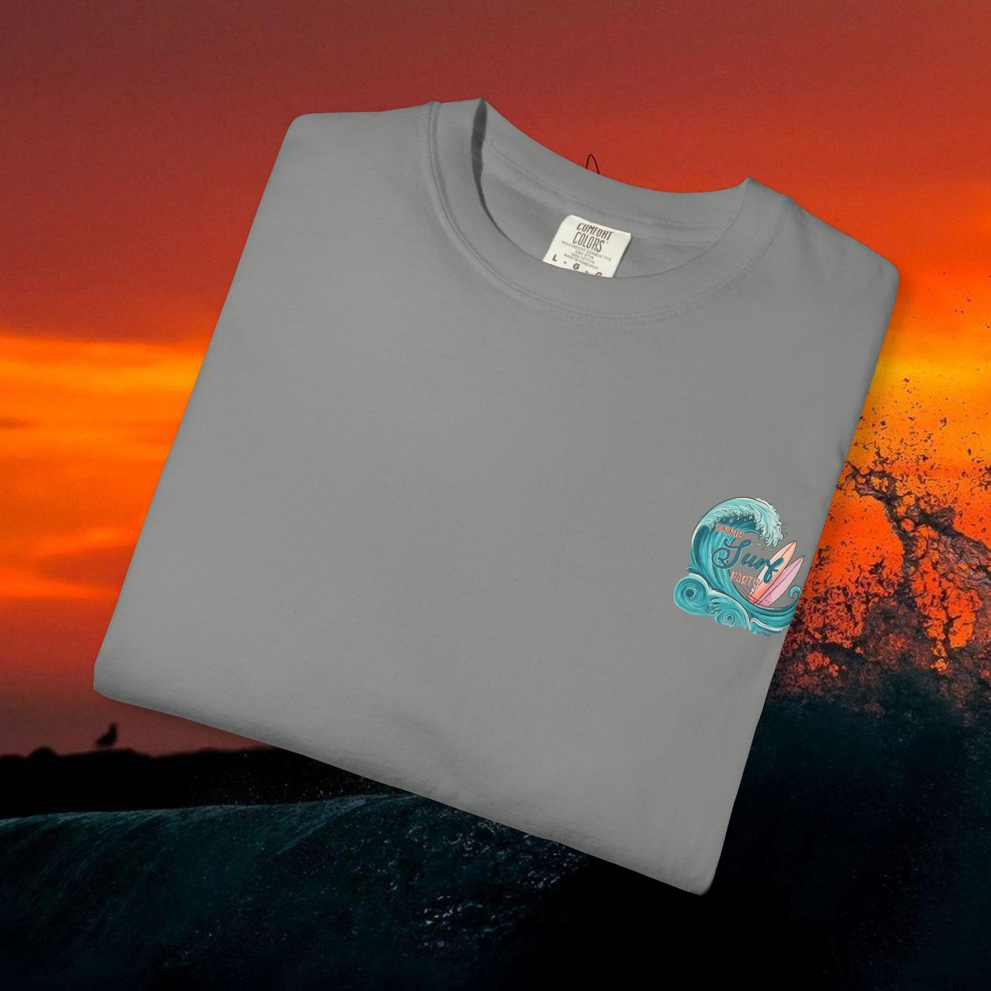 Surf Party T‑Shirt — Retro Wave & Surfboards Beach Tee