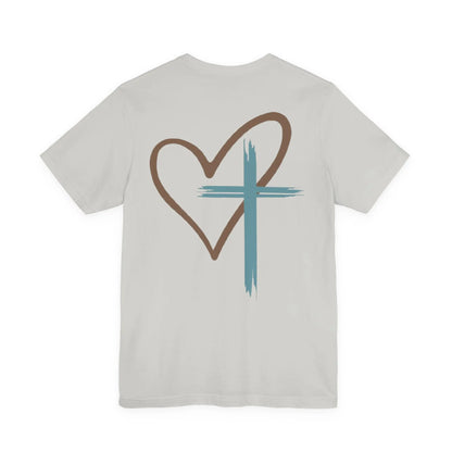 Faith Heart T‑Shirt — Brushstroke Cross & Heart Christian Tee Printify