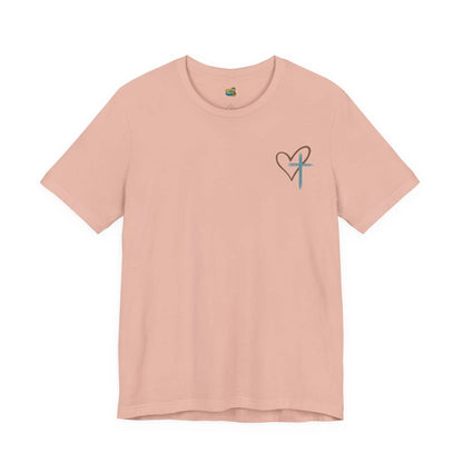Faith Heart T‑Shirt — Brushstroke Cross & Heart Christian Tee Printify