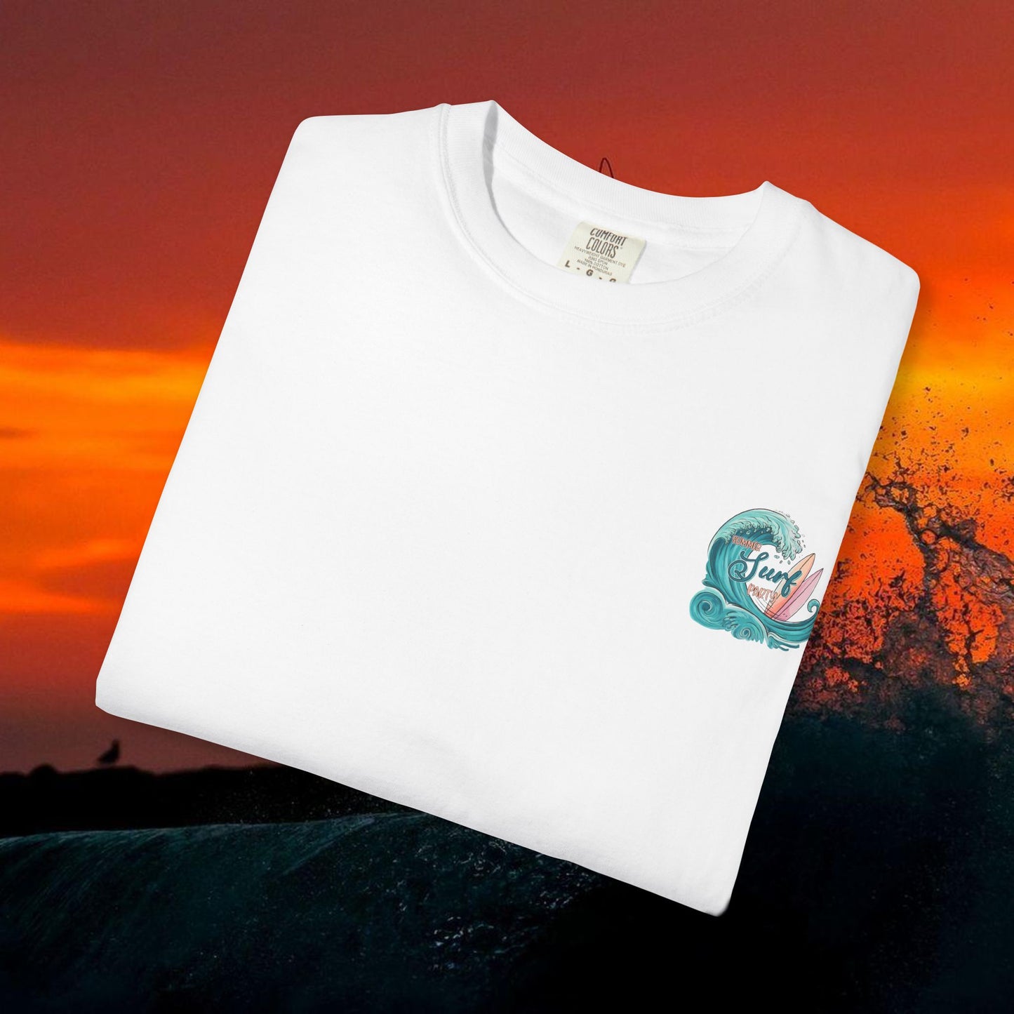 Surf Party T‑Shirt — Retro Wave & Surfboards Beach Tee