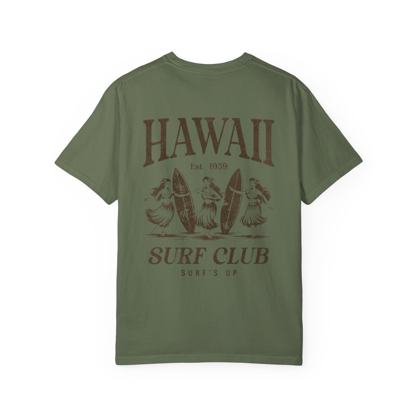 Hawaii Surf Club Graphic T-Shirt — Vintage Hula & Surfboard Tee