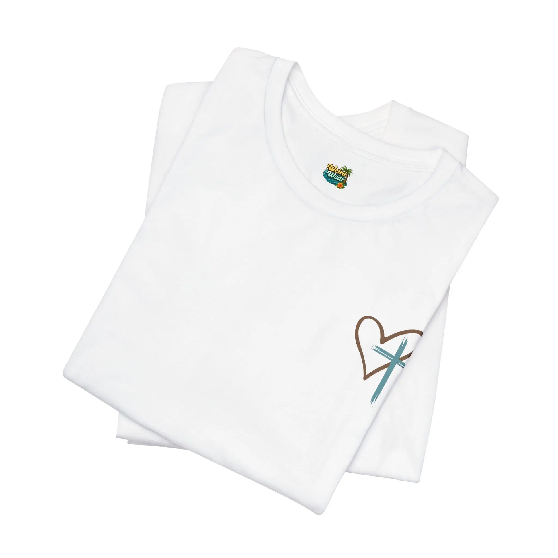 Faith Heart T‑Shirt — Brushstroke Cross & Heart Christian Tee Printify