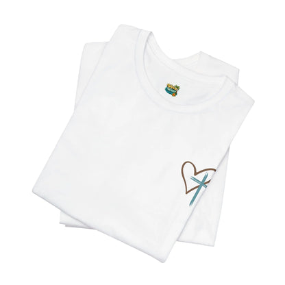 Faith Heart T‑Shirt — Brushstroke Cross & Heart Christian Tee Printify