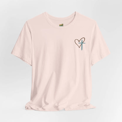 Faith Heart T‑Shirt — Brushstroke Cross & Heart Christian Tee Printify