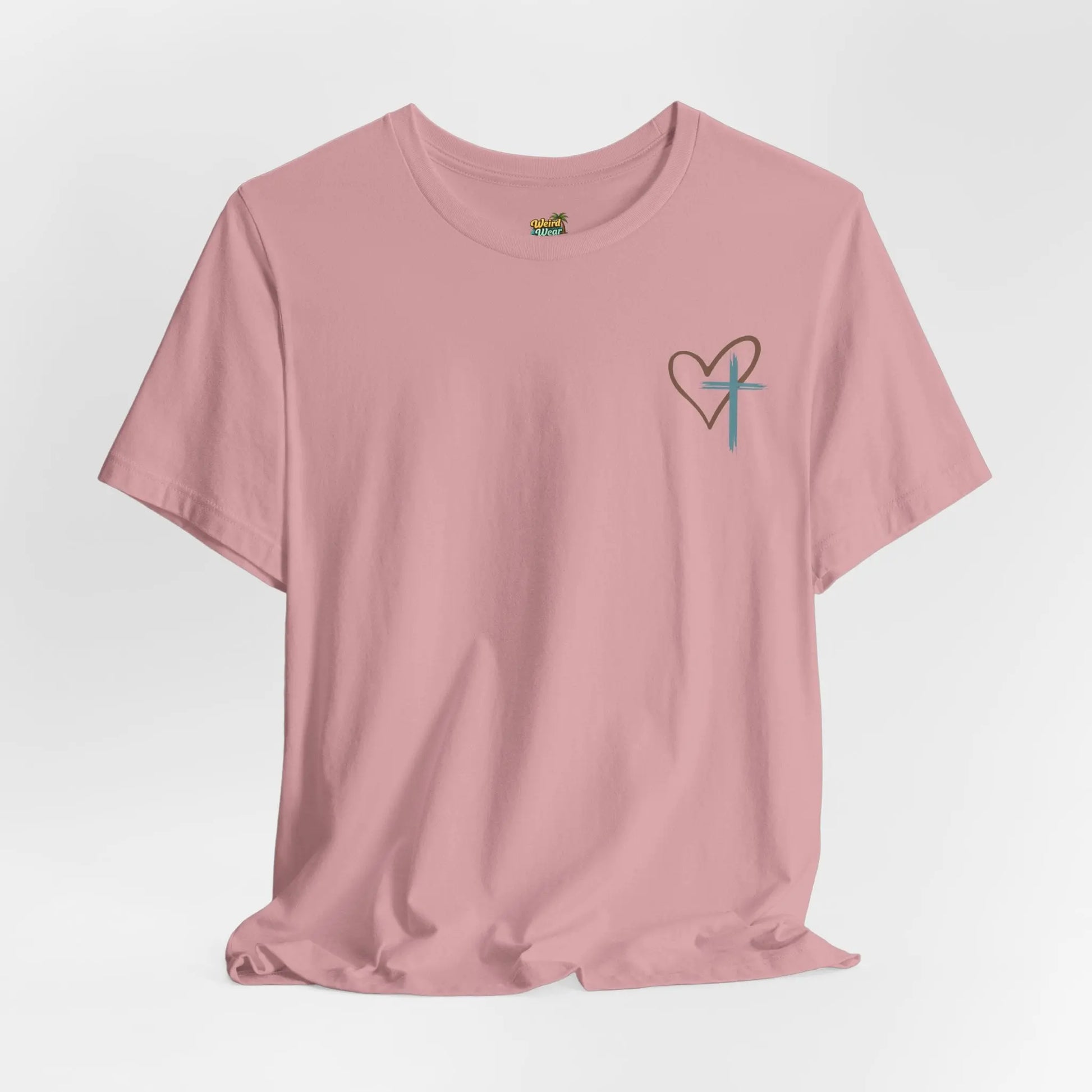 Faith Heart T‑Shirt — Brushstroke Cross & Heart Christian Tee Printify