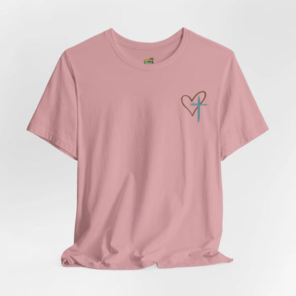 Faith Heart T‑Shirt — Brushstroke Cross & Heart Christian Tee Printify