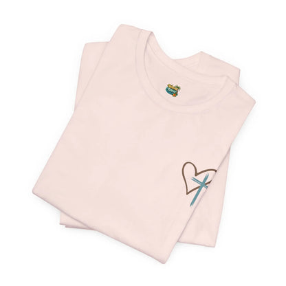 Faith Heart T‑Shirt — Brushstroke Cross & Heart Christian Tee Printify