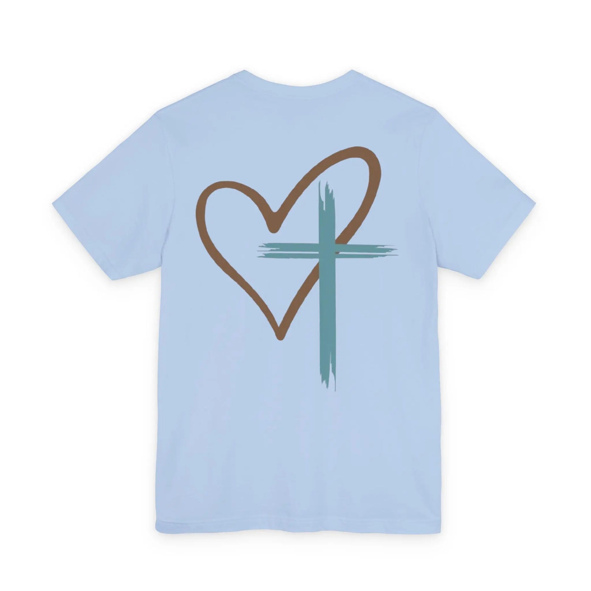 Faith Heart T‑Shirt — Brushstroke Cross & Heart Christian Tee Printify