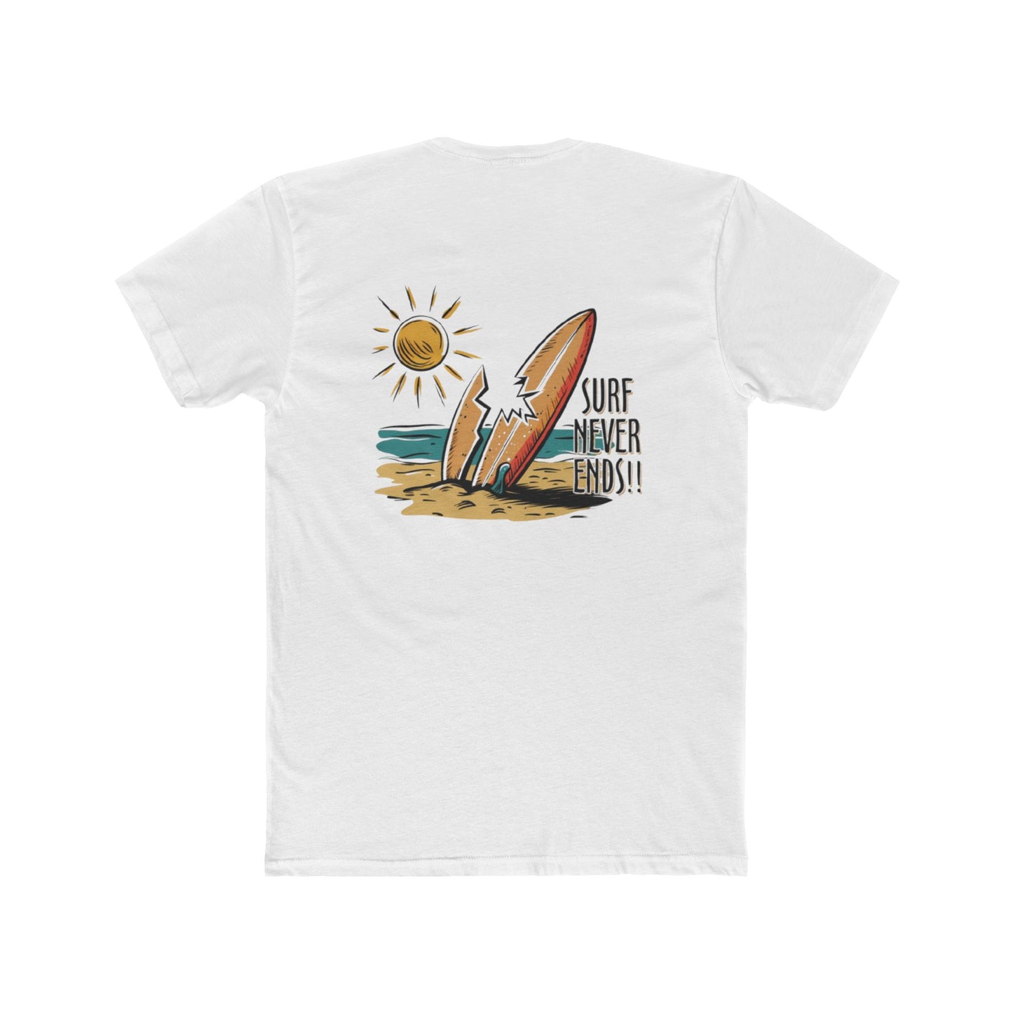 Surf Never Ends Tee — Beach Surfboard Graphic T-Shirt