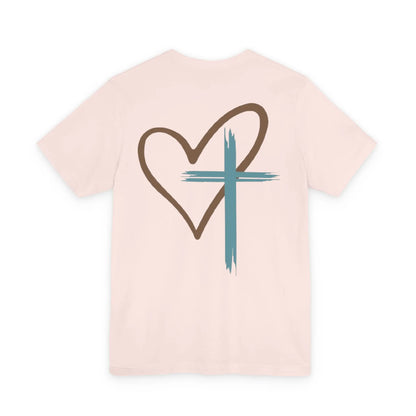 Faith Heart T‑Shirt — Brushstroke Cross & Heart Christian Tee Printify