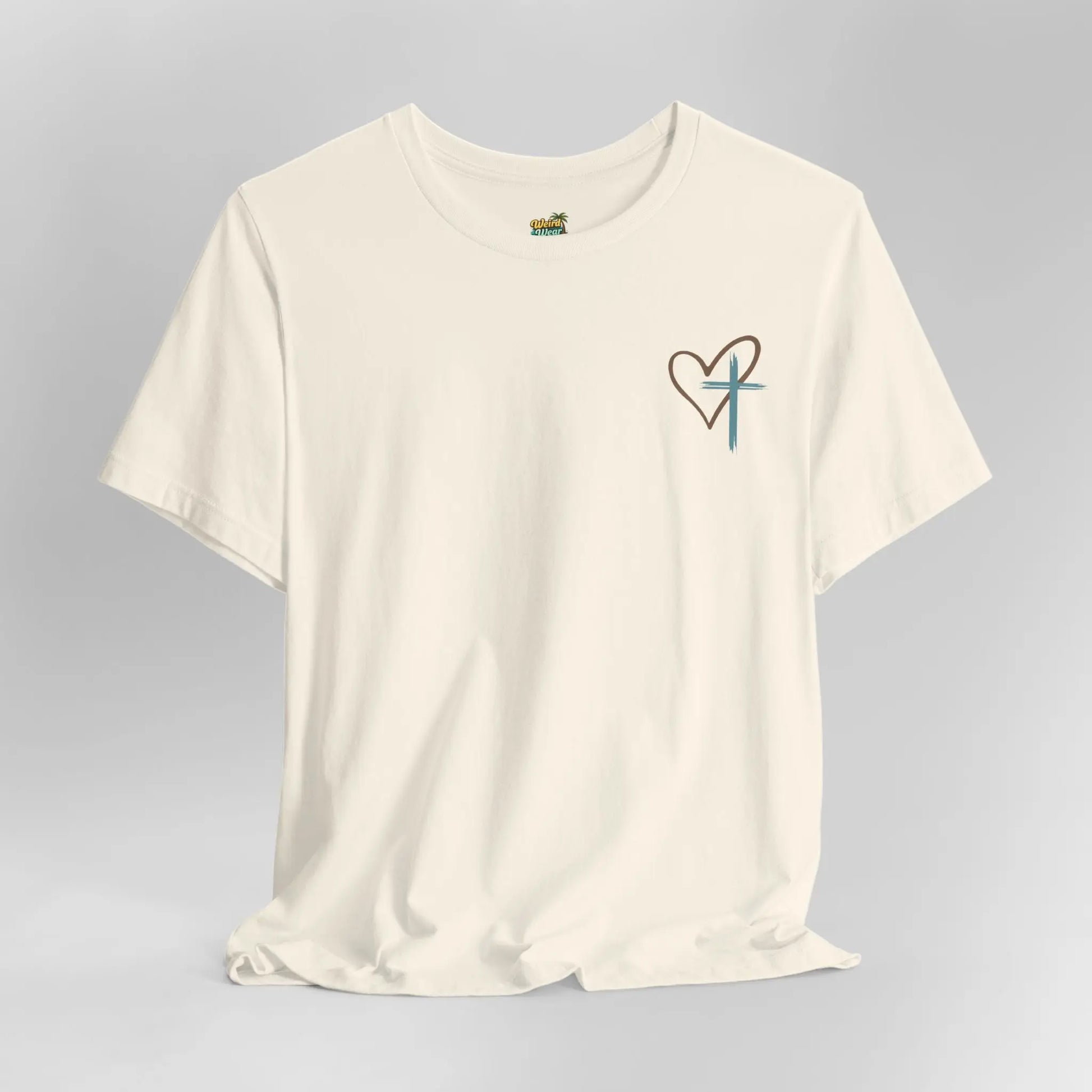 Faith Heart T‑Shirt — Brushstroke Cross & Heart Christian Tee Printify