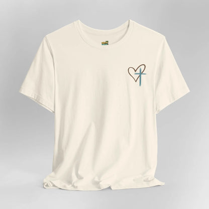 Faith Heart T‑Shirt — Brushstroke Cross & Heart Christian Tee Printify