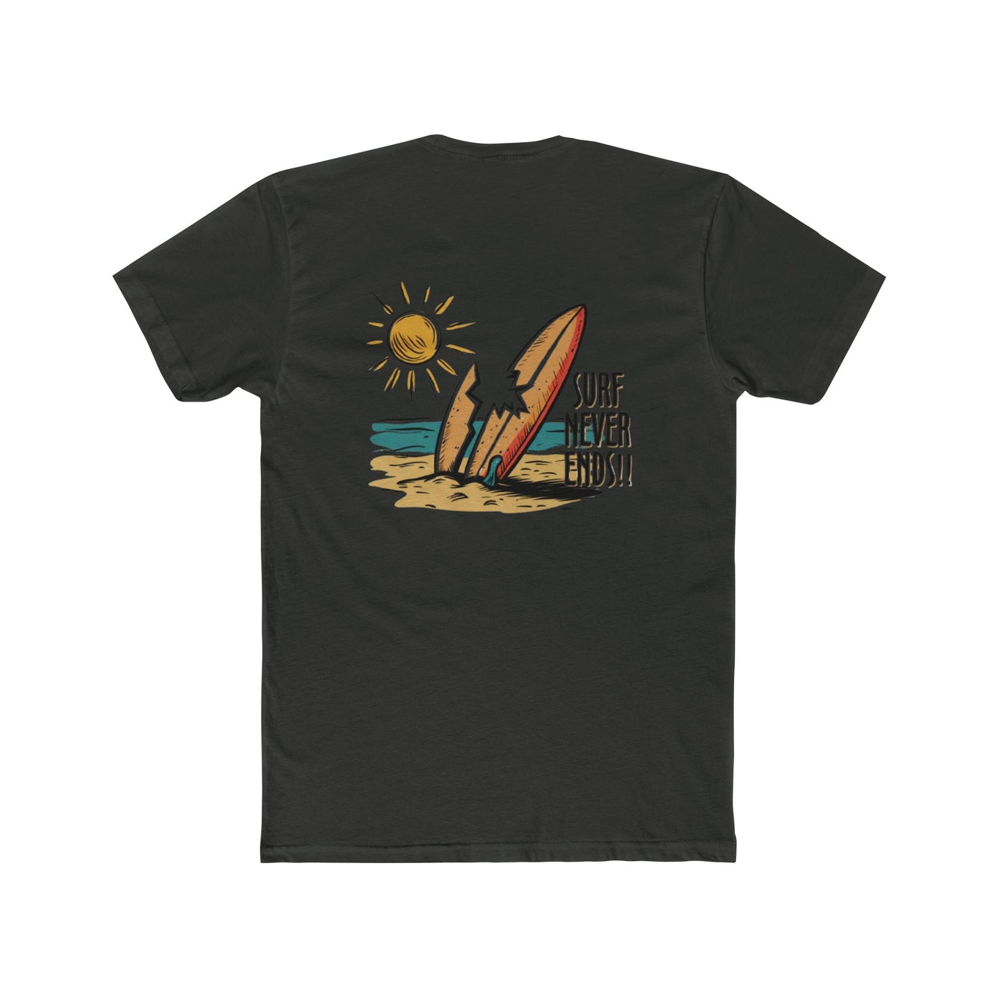 Surf Never Ends Tee — Beach Surfboard Graphic T-Shirt
