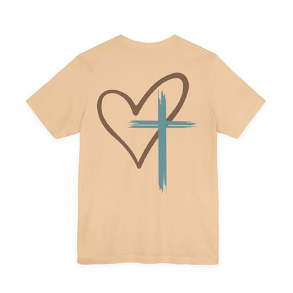 Faith Heart T‑Shirt — Brushstroke Cross & Heart Christian Tee Printify