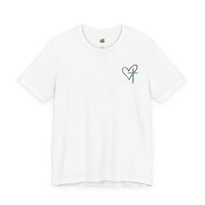 Faith Heart T‑Shirt — Brushstroke Cross & Heart Christian Tee Printify