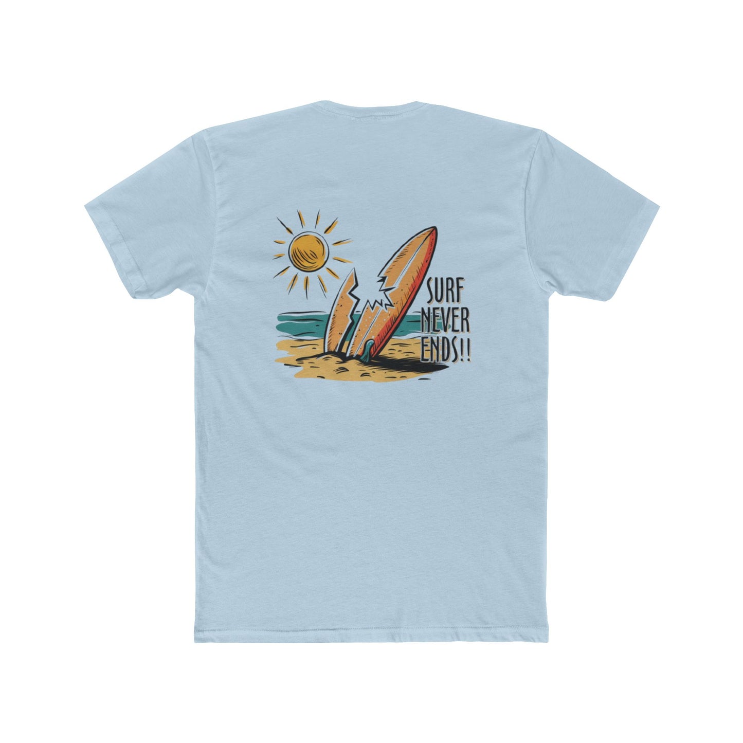 Surf Never Ends Tee — Beach Surfboard Graphic T-Shirt