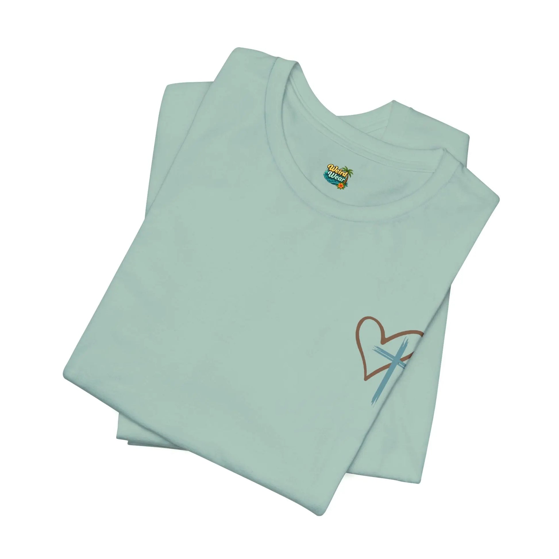 Faith Heart T‑Shirt — Brushstroke Cross & Heart Christian Tee Printify