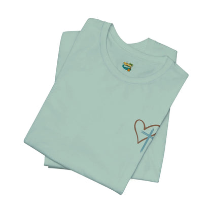 Faith Heart T‑Shirt — Brushstroke Cross & Heart Christian Tee Printify