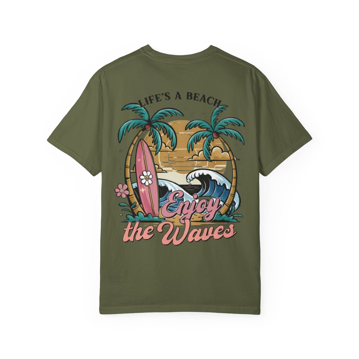 Beach T-Shirt — "Life's a Beach, Enjoy the Waves" Surf Graphic Tee