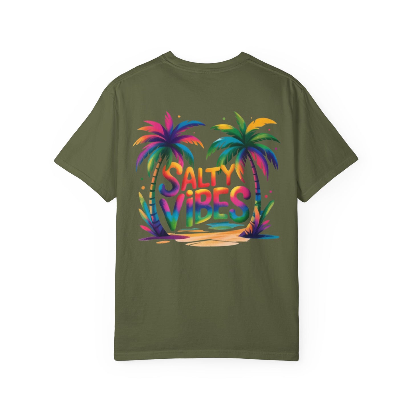 Salty Vibes Palm Beach T-Shirt — Colorful Tropical Surf Tee