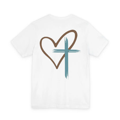 Faith Heart T‑Shirt — Brushstroke Cross & Heart Christian Tee Printify