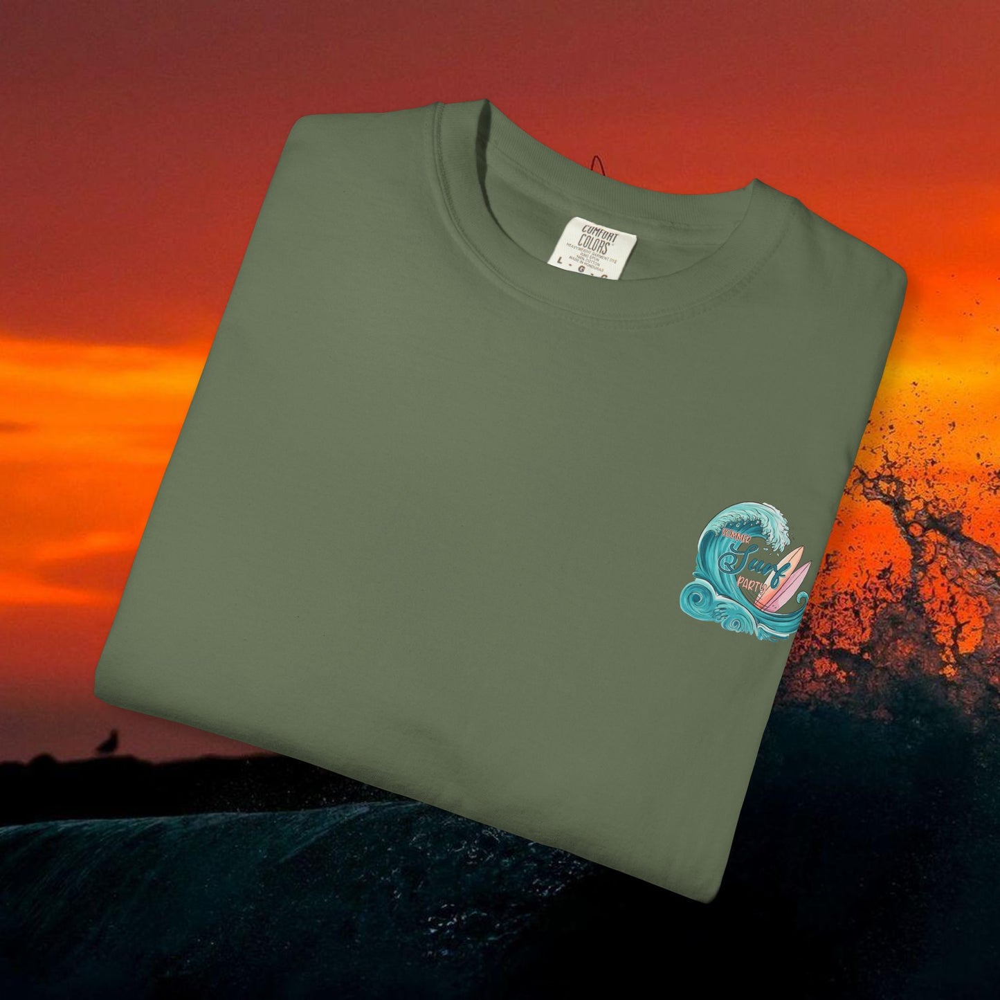 Surf Party T‑Shirt — Retro Wave & Surfboards Beach Tee