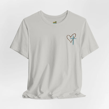 Faith Heart T‑Shirt — Brushstroke Cross & Heart Christian Tee Printify