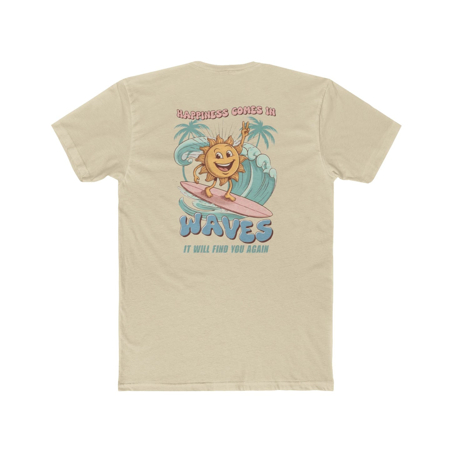 Sun Surf T‑Shirt — "Happiness Comes in Waves" Retro Surf Graphic Tee