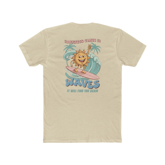 Sun Surf T‑Shirt — "Happiness Comes in Waves" Retro Surf Graphic Tee