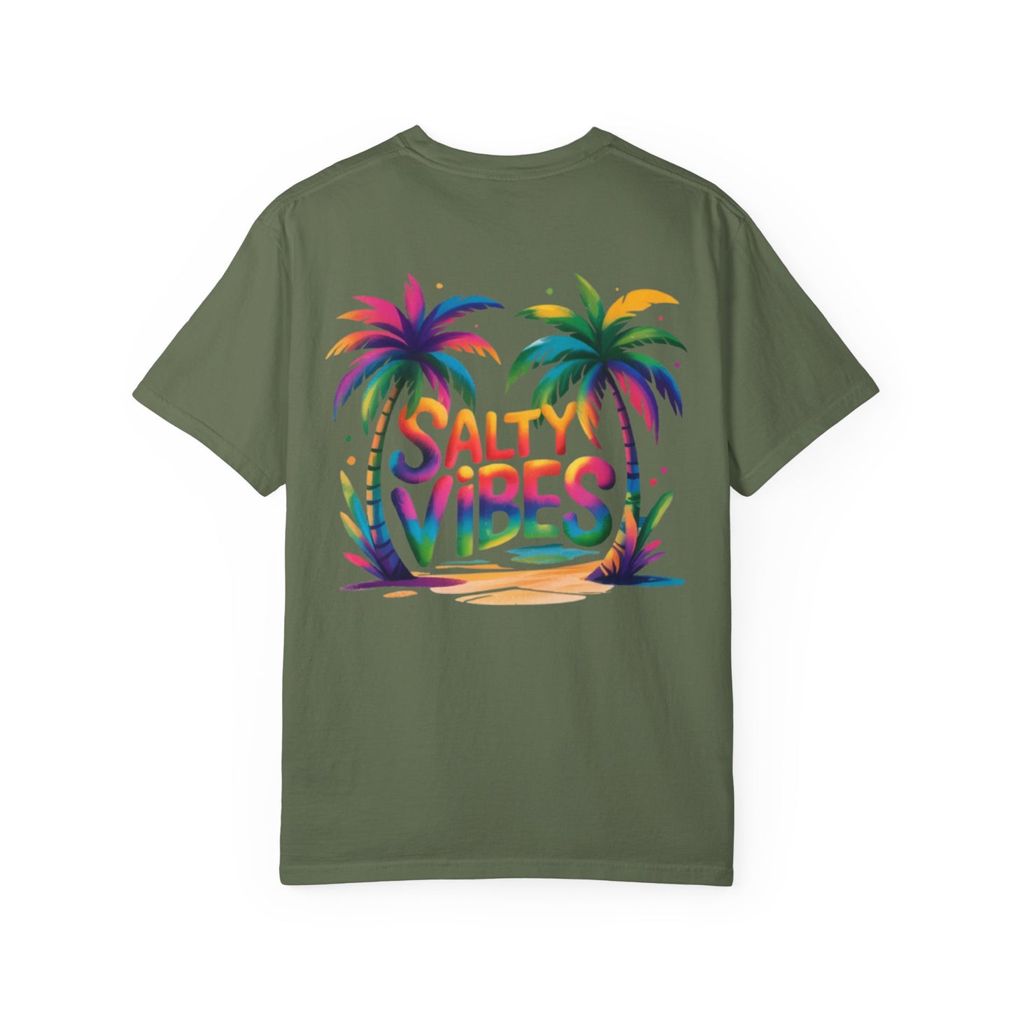 Salty Vibes Palm Beach T-Shirt — Colorful Tropical Surf Tee