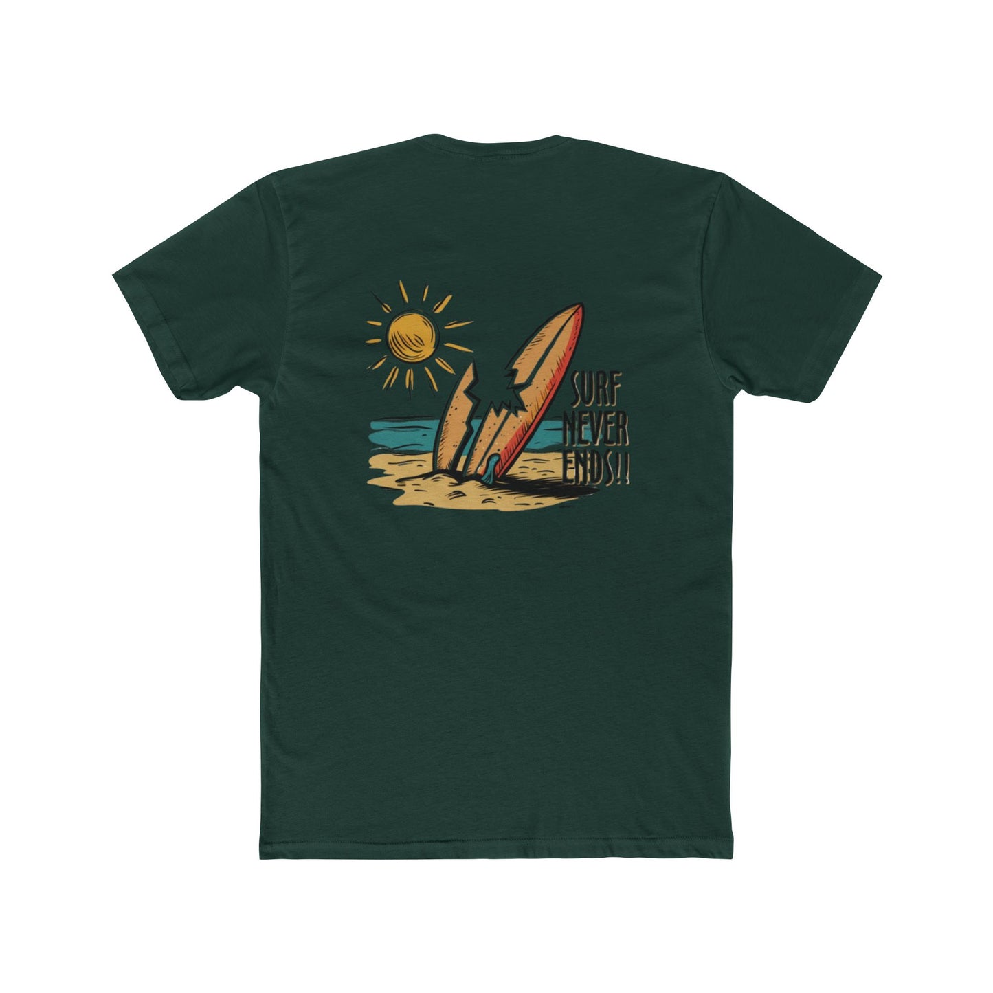 Surf Never Ends Tee — Beach Surfboard Graphic T-Shirt