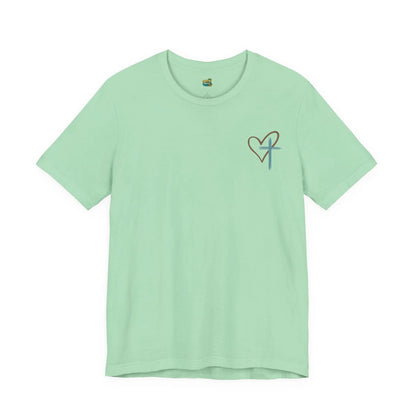 Faith Heart T‑Shirt — Brushstroke Cross & Heart Christian Tee Printify