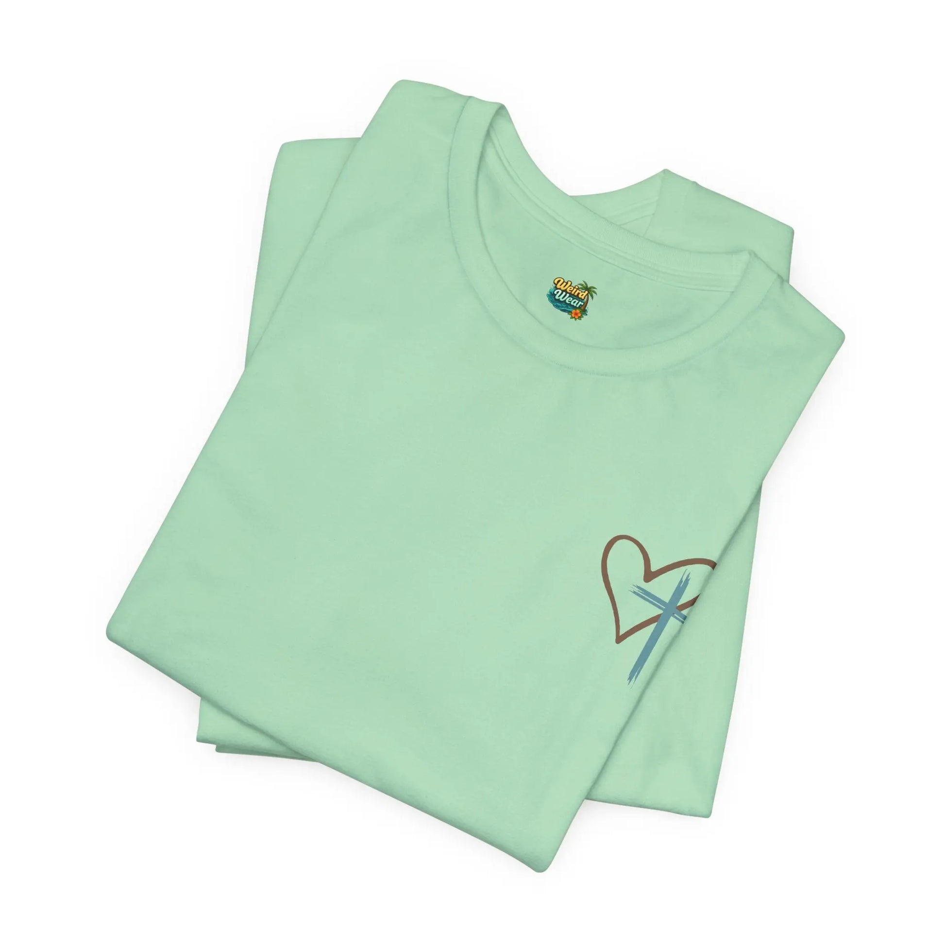 Faith Heart T‑Shirt — Brushstroke Cross & Heart Christian Tee Printify