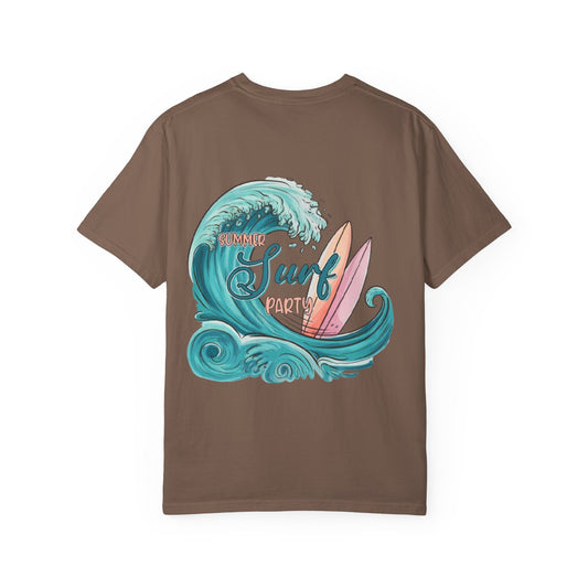 Surf Party T‑Shirt — Retro Wave & Surfboards Beach Tee