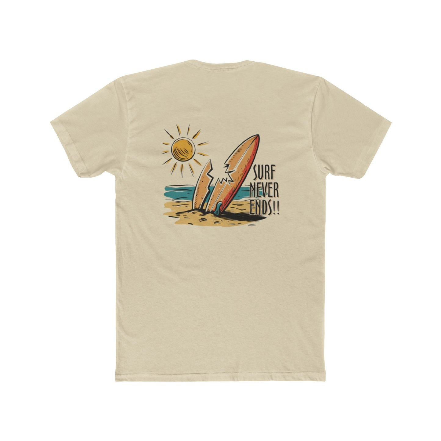 Surf Never Ends Tee — Beach Surfboard Graphic T-Shirt