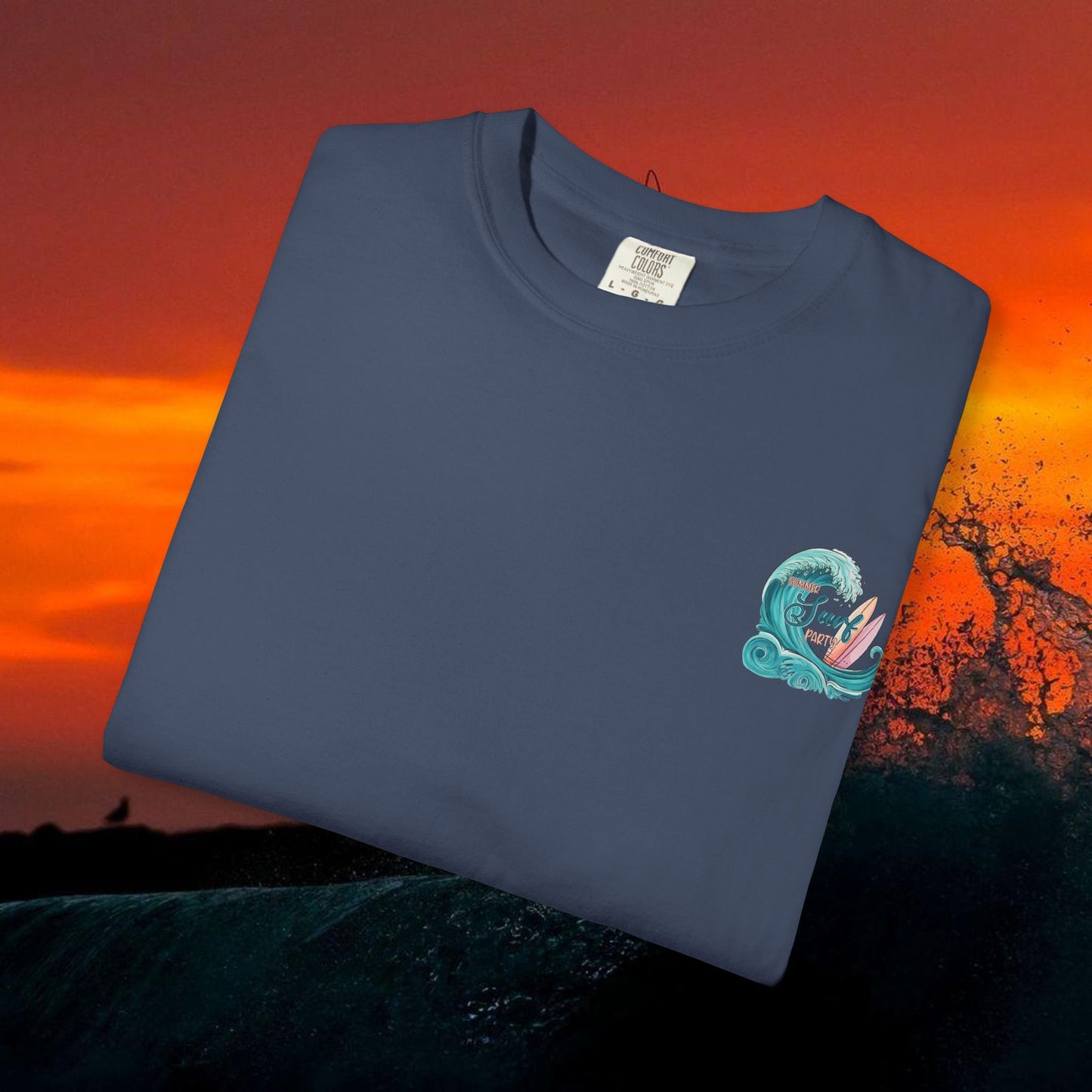 Surf Party T‑Shirt — Retro Wave & Surfboards Beach Tee
