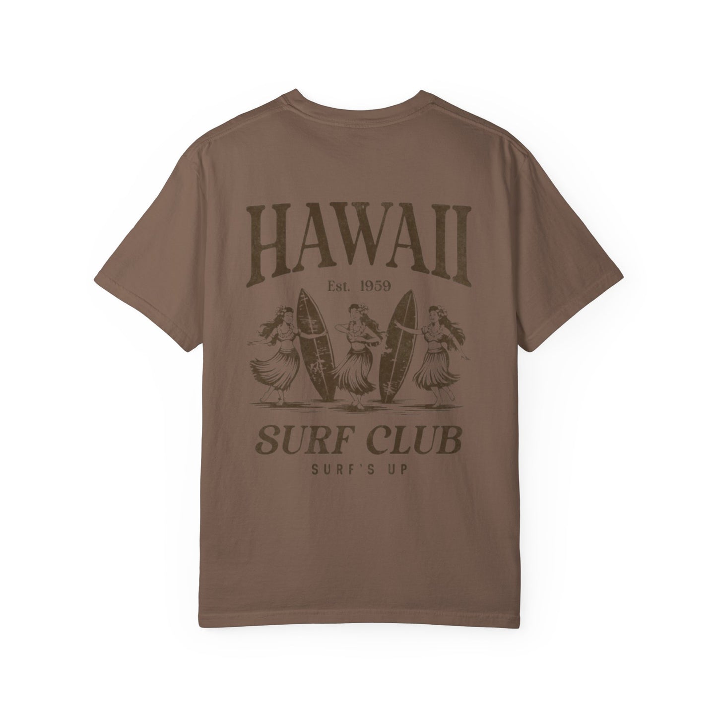 Hawaii Surf Club Graphic T-Shirt — Vintage Hula & Surfboard Tee