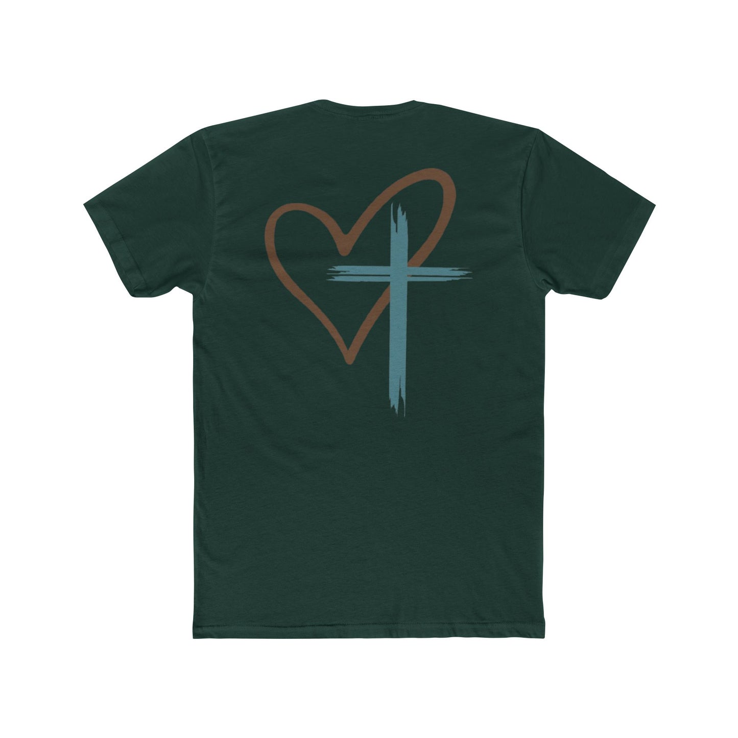 Faith Heart T‑Shirt — Brushstroke Cross & Heart Christian Tee