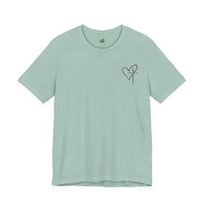 Faith Heart T‑Shirt — Brushstroke Cross & Heart Christian Tee Printify