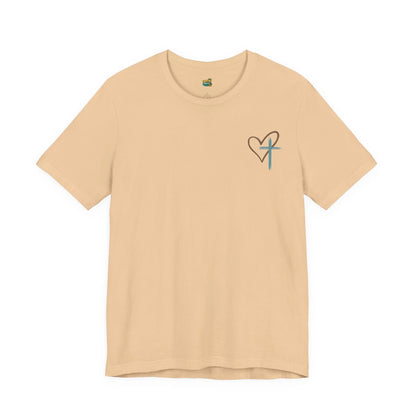 Faith Heart T‑Shirt — Brushstroke Cross & Heart Christian Tee Printify