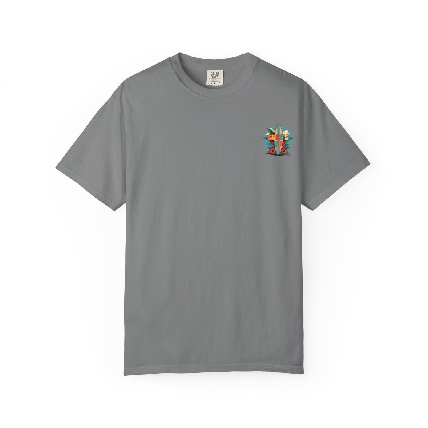 Surf's Up T-Shirt — Retro Surfboard & Hibiscus Beach Graphic