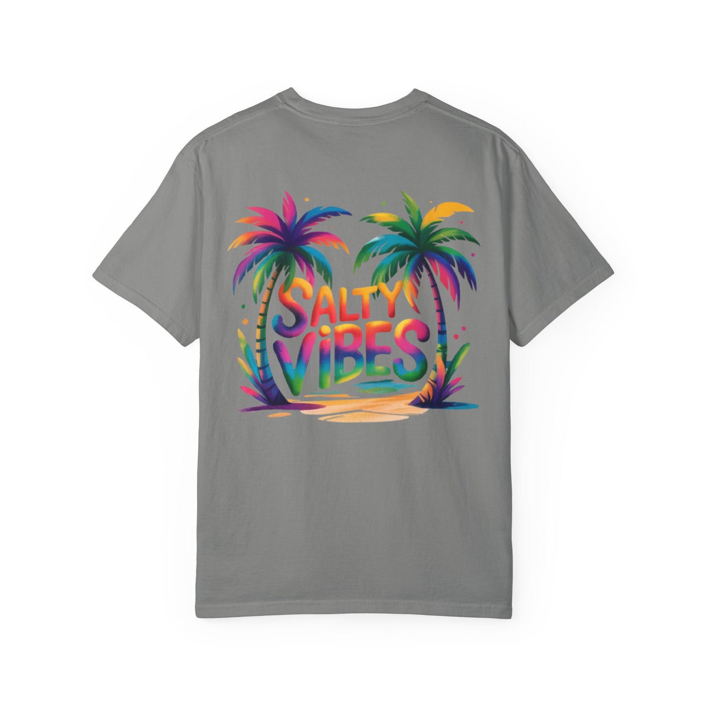 Salty Vibes Palm Beach T-Shirt — Colorful Tropical Surf Tee