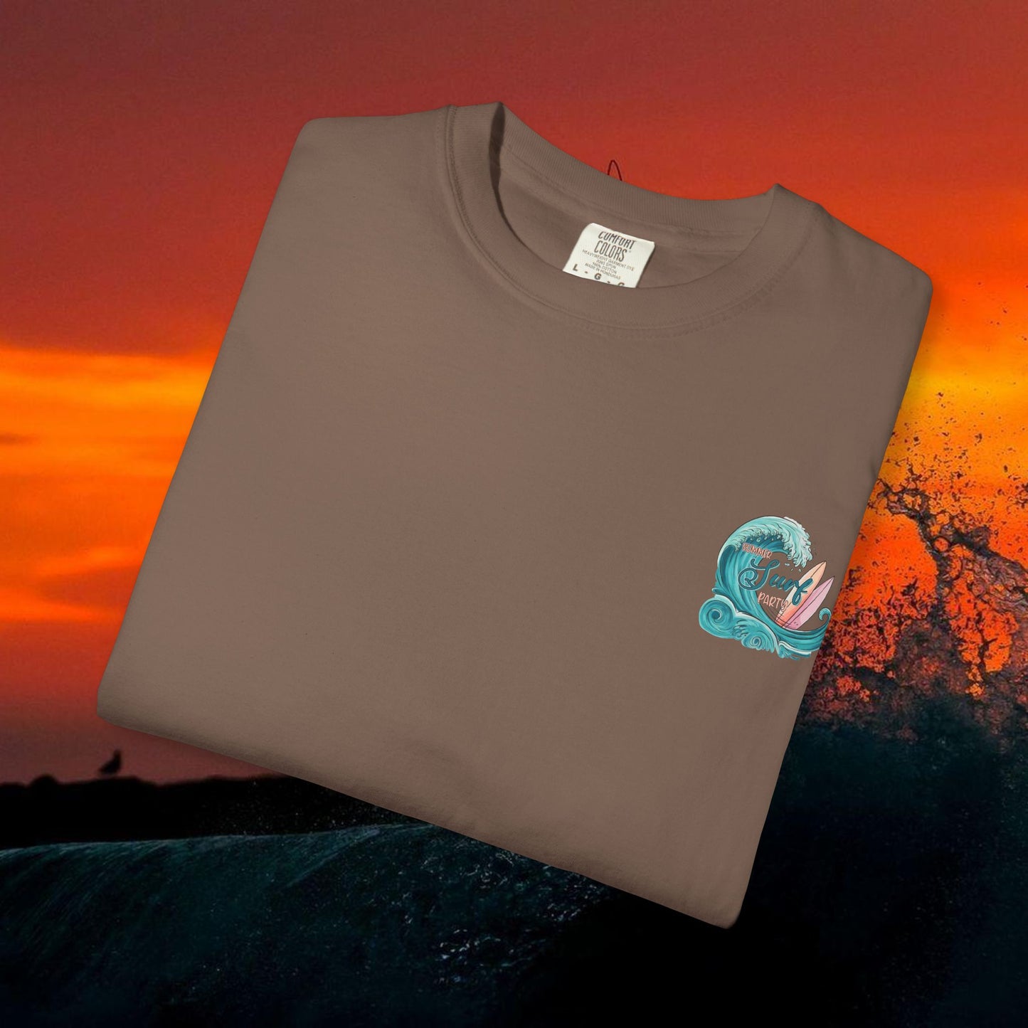 Surf Party T‑Shirt — Retro Wave & Surfboards Beach Tee