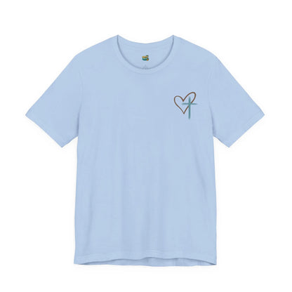 Faith Heart T‑Shirt — Brushstroke Cross & Heart Christian Tee Printify
