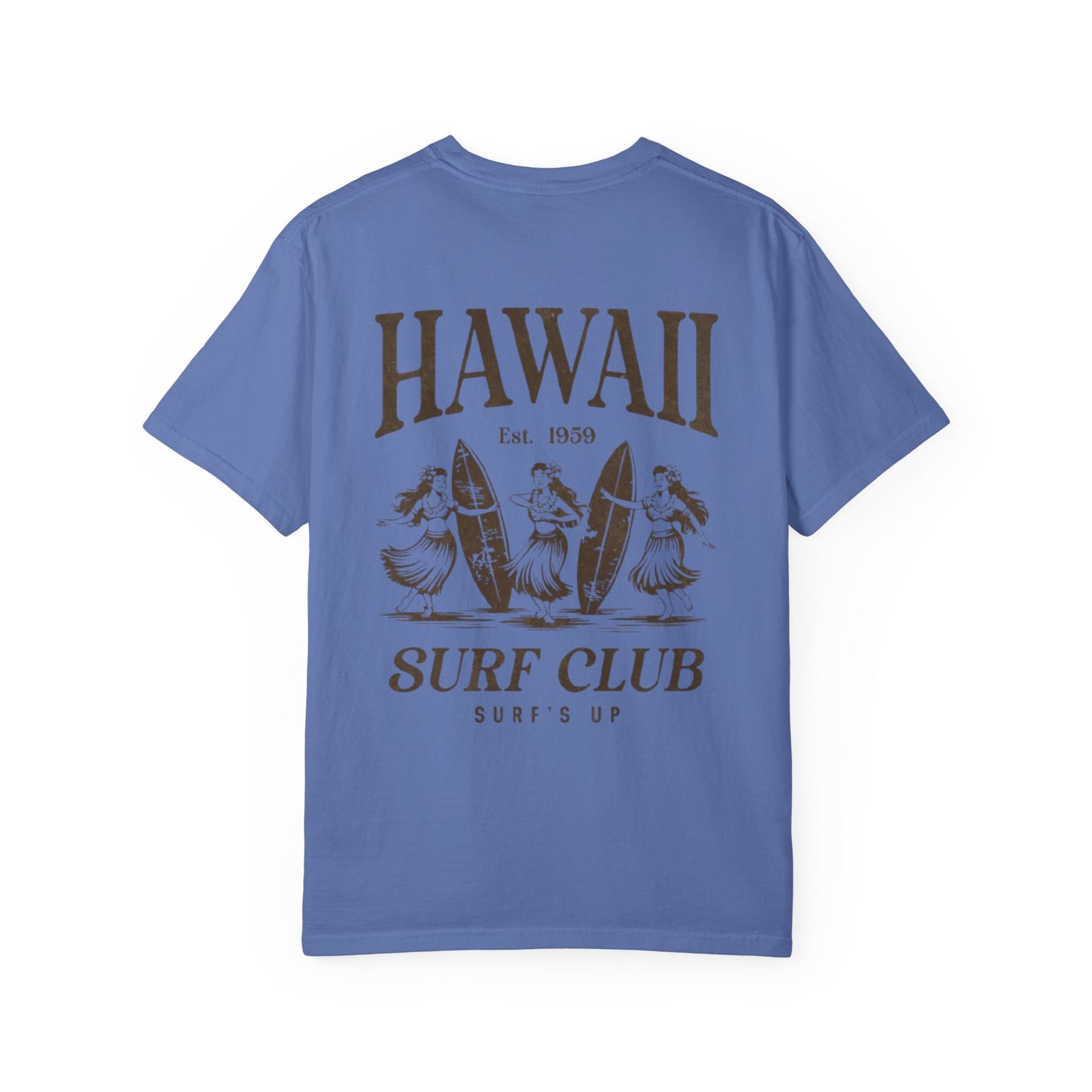 Hawaii Surf Club Graphic T-Shirt — Vintage Hula & Surfboard Tee